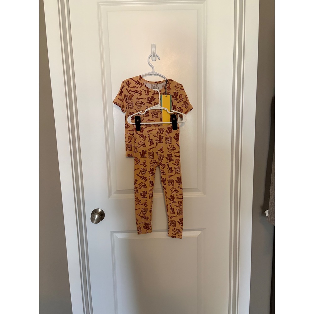 Minikin Mischief Kids Pajama Set Western Cowboy Print Top & Leggings 2T